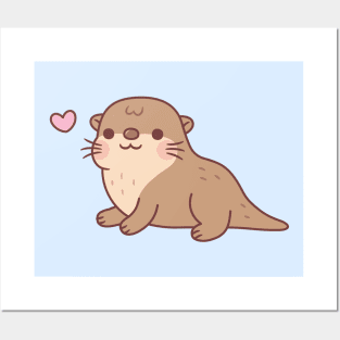 Cute Chubby Otter Doodle Posters and Art